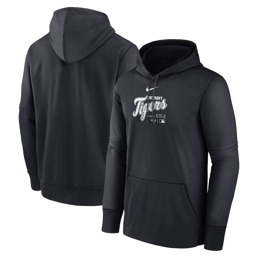 Men 2025 MLB Detroit Tigers Black Nike hoodie style 2